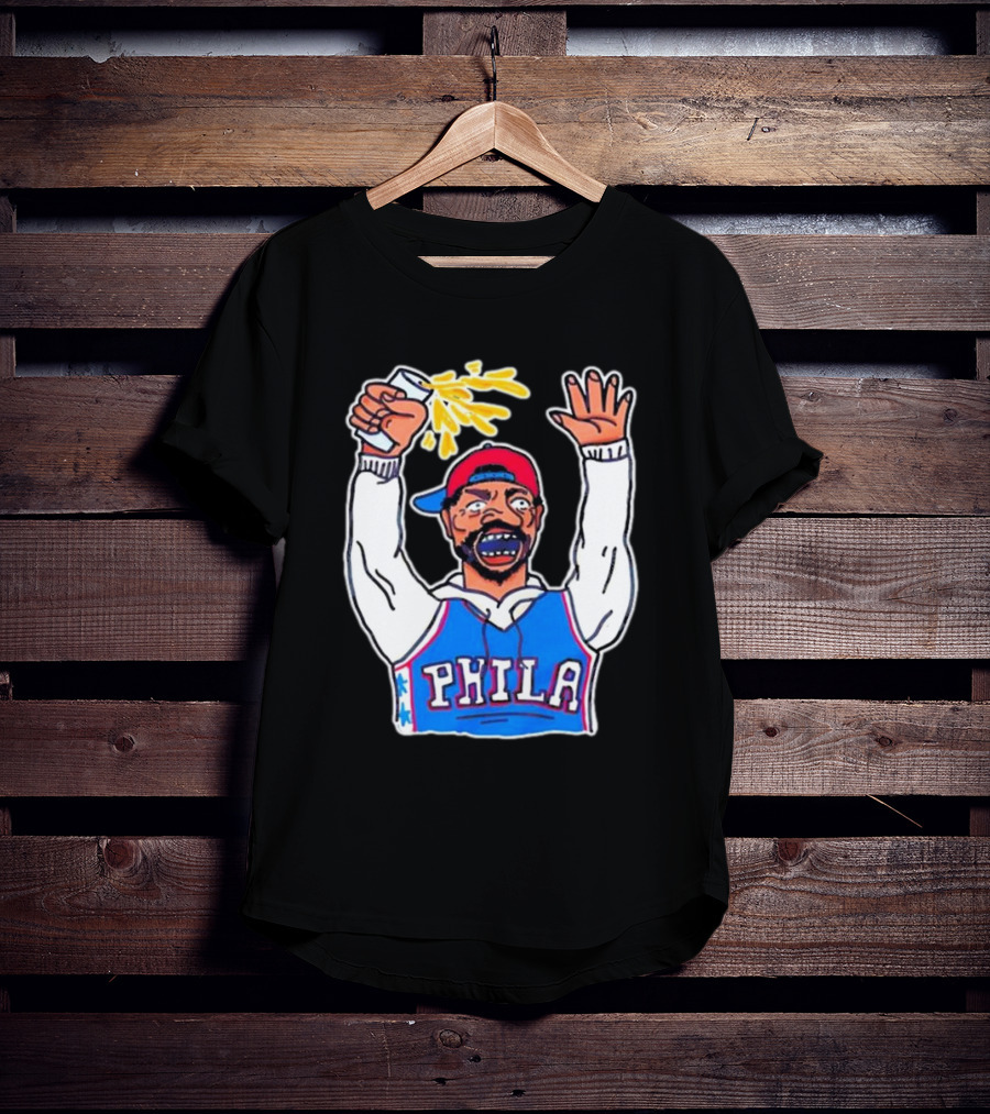 PHILA Basketball Fan With Drink And Raised Hand T-Shirt