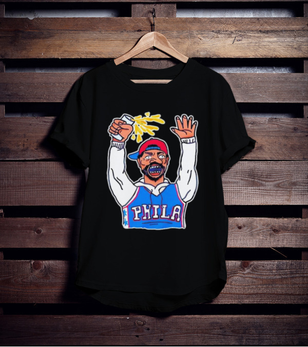 PHILA Basketball Fan With Drink And Raised Hand T-Shirt