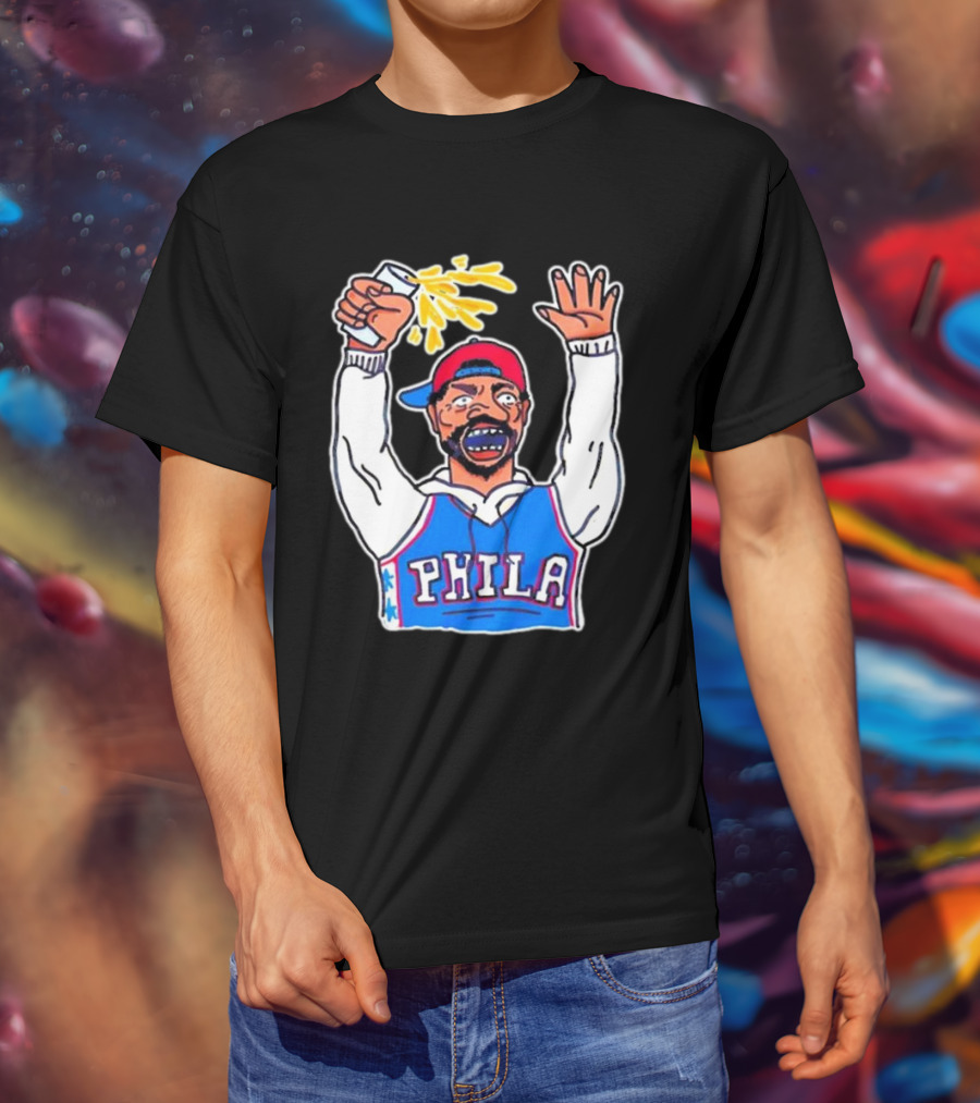 PHILA Basketball Fan With Drink And Raised Hand T-Shirt
