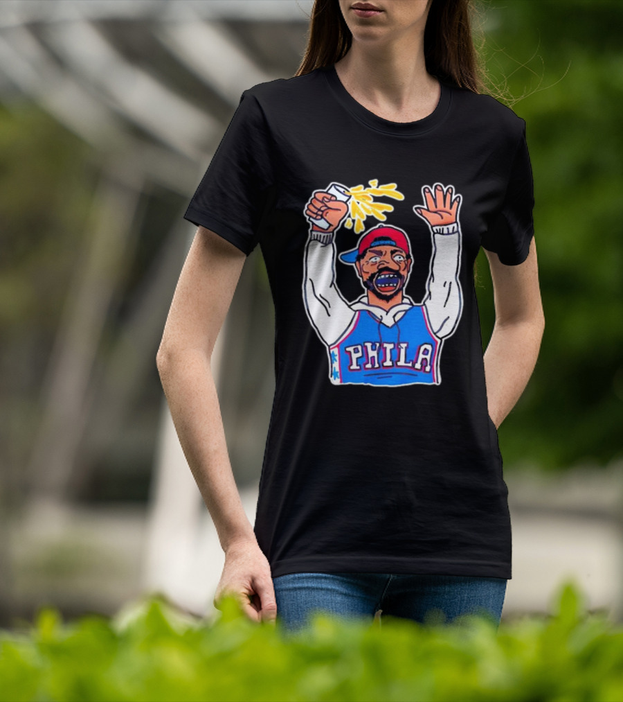 PHILA Basketball Fan With Drink And Raised Hand T-Shirt