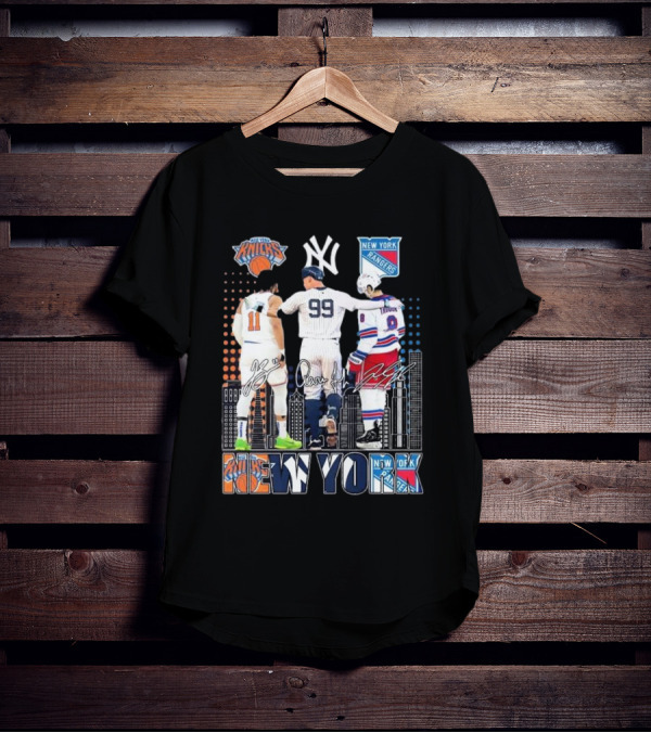 New York Knicks Jalen Brunson NY Yankees Aaron Judge NY Rangers Walt Tkaczuk City Signatures T-Shirt