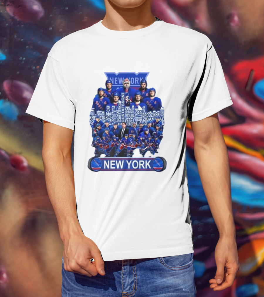 New York Rangers Hockey Team Players Skyline Names T-Shirt