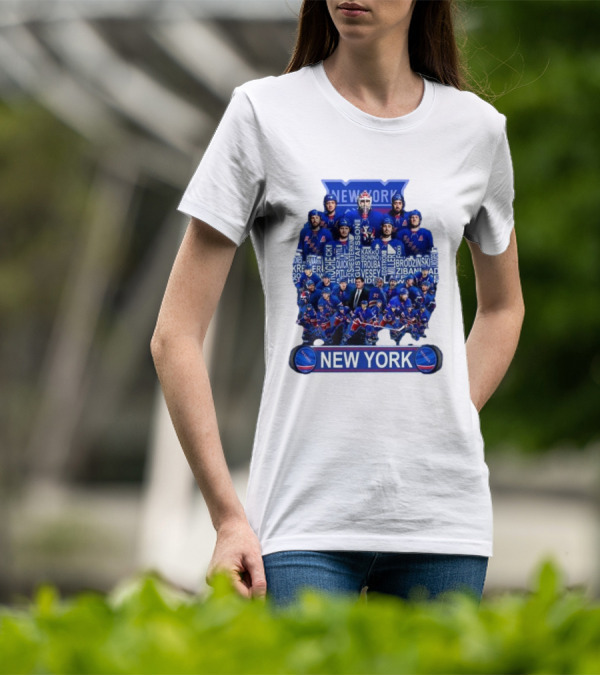 New York Rangers Hockey Team Players Skyline Names T-Shirt