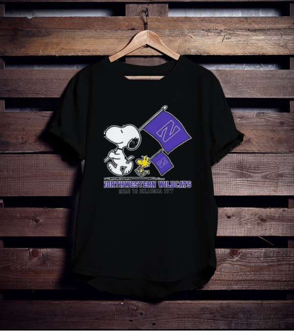 Snoopy And Woodstock Northwestern Wildcats Road To Oklahoma City T-Shirt