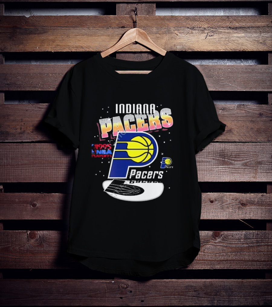 Indiana Pacers 1995 NBA Playoffs Retro Logo And Stars T-Shirt