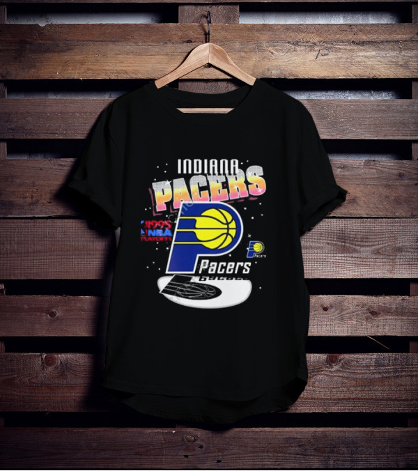 Indiana Pacers 1995 NBA Playoffs Retro Logo And Stars T-Shirt