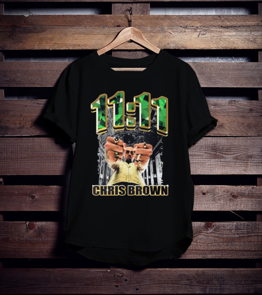 Chris Brown 11 11 Emerald Rings Black And White Architectural Background T-Shirt