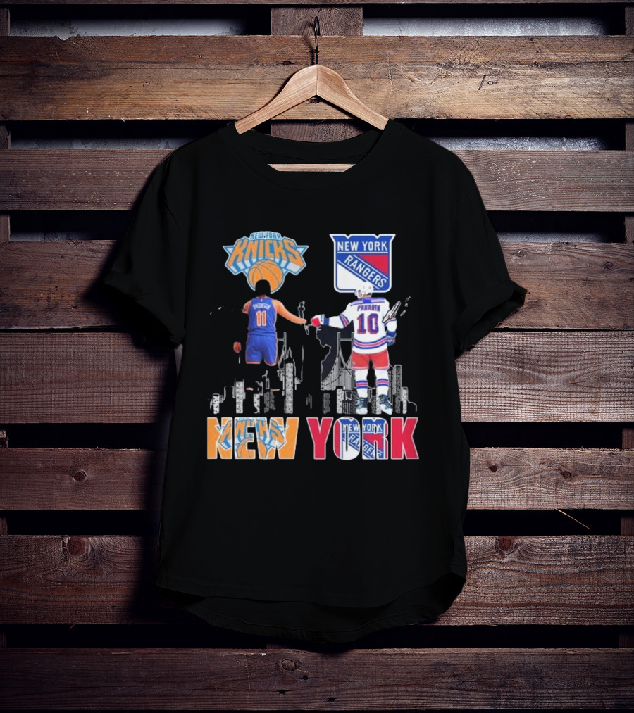 New York Knicks Jalen Brunson Rangers Artemi Panarin Legends Signatures T-Shirt