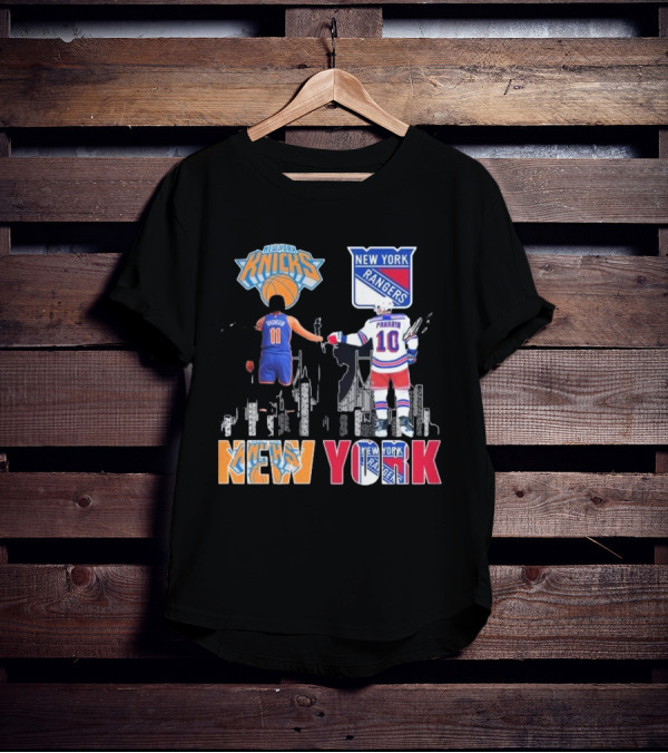 New York Knicks Jalen Brunson Rangers Artemi Panarin Legends Signatures T-Shirt