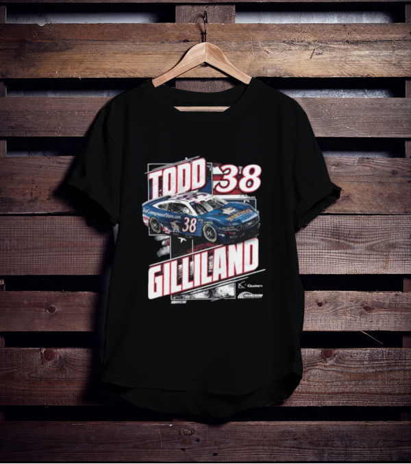 Todd Gilliland 38 Quincy Compressors Checkered Flag Sports Patriotic NASCAR Car T-Shirt