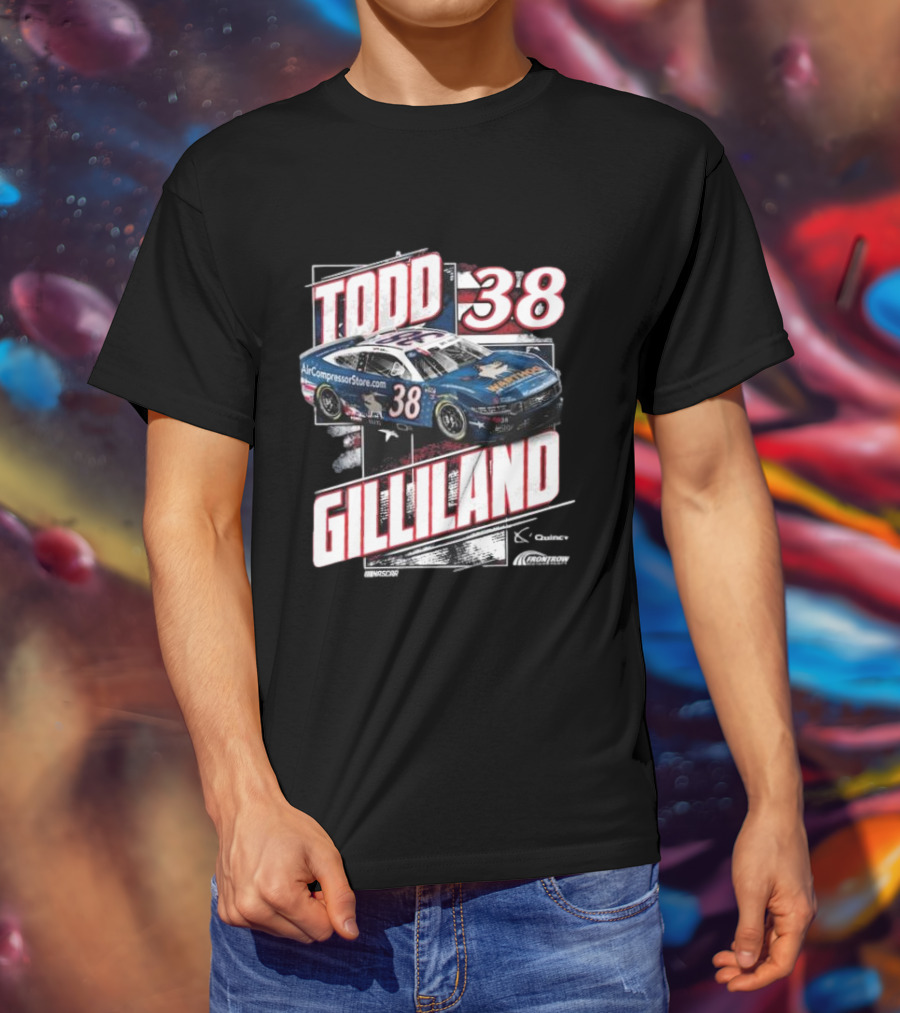 Todd Gilliland 38 Quincy Compressors Checkered Flag Sports Patriotic NASCAR Car T-Shirt