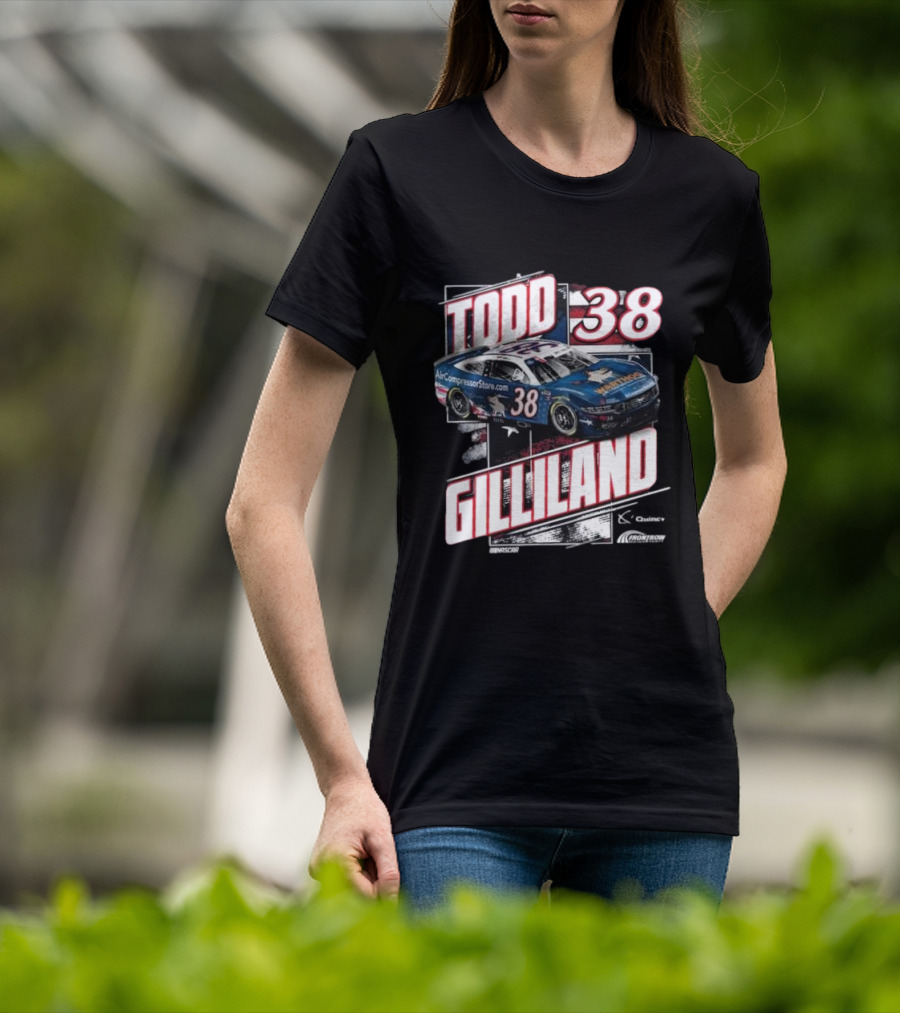 Todd Gilliland 38 Quincy Compressors Checkered Flag Sports Patriotic NASCAR Car T-Shirt