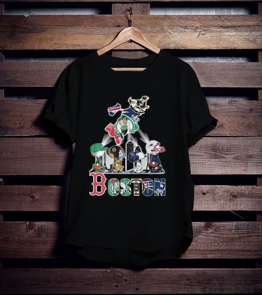 Boston Celtics Red Sox Bruins Patriots Peanuts New England Proud T-Shirt