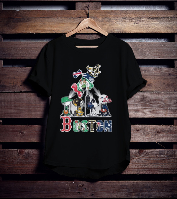 Boston Celtics Red Sox Bruins Patriots Peanuts New England Proud T-Shirt