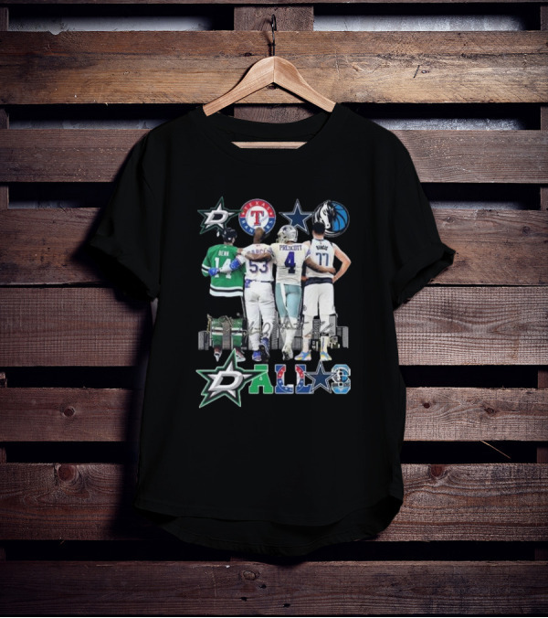 Dallas Stars Texas Rangers Cowboys Mavericks Benn Prescott Ware Doncic Signatures T-Shirt