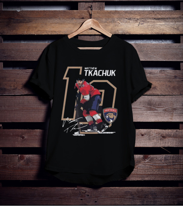 Florida Panthers Matthew Tkachuk 19 Panthers Logo Signature T-Shirt