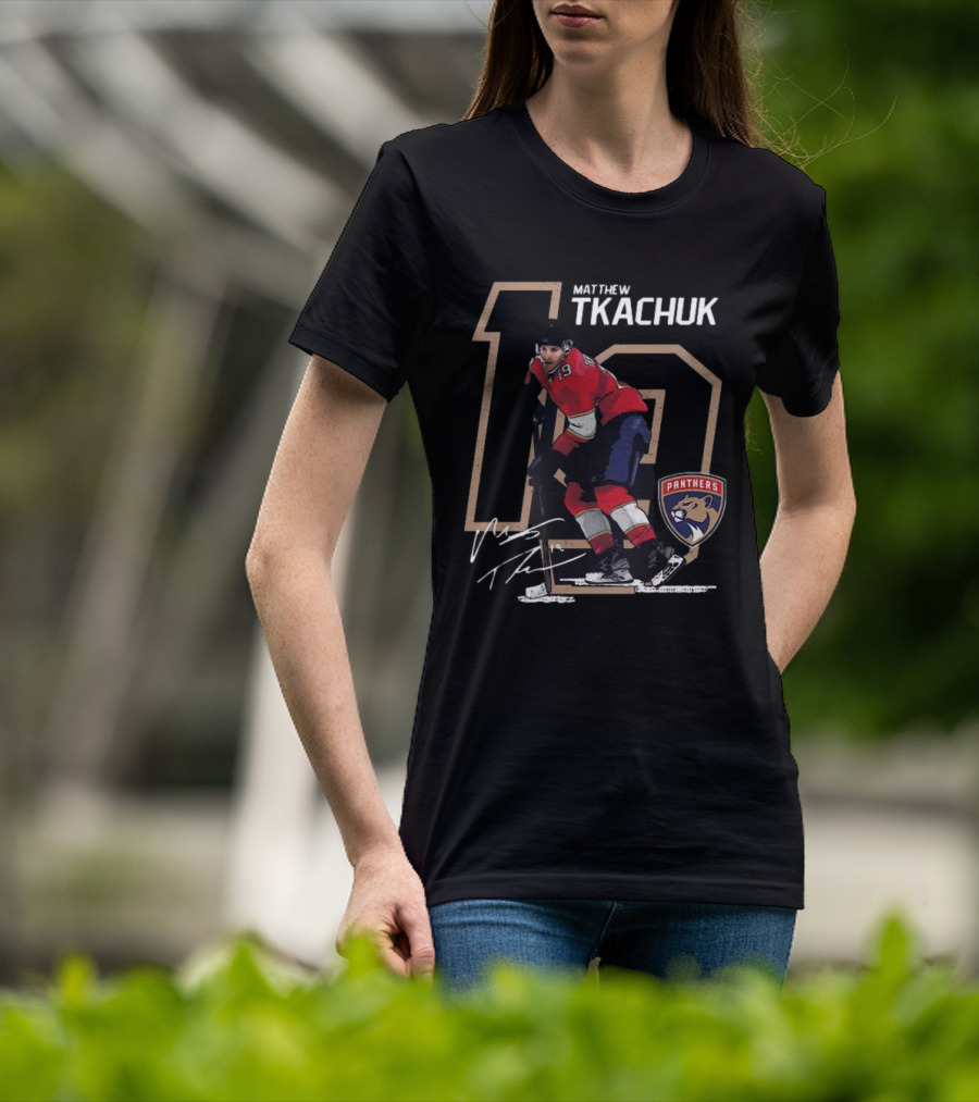 Florida Panthers Matthew Tkachuk 19 Panthers Logo Signature T-Shirt
