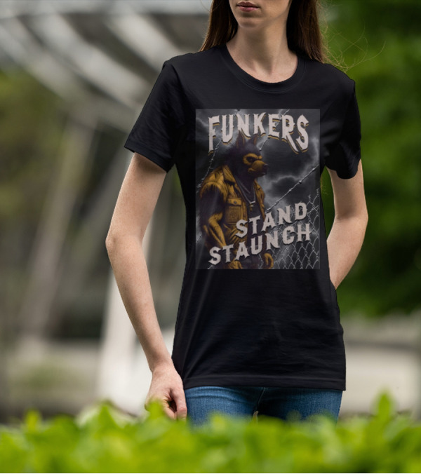 Funkers Stand Staunch Werewolf Against Barbed Fence T-Shirt