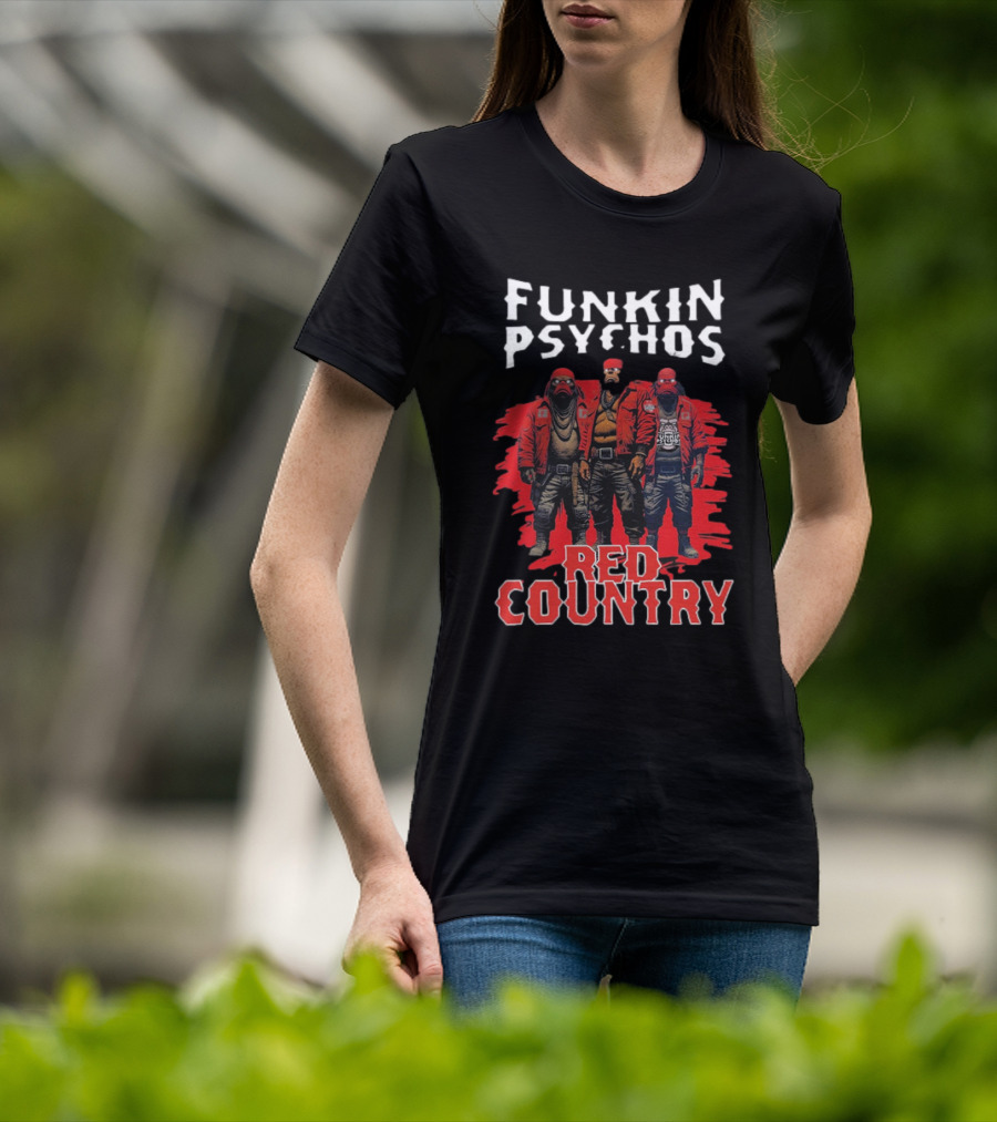 Funkin’ Psychos Red Country Bandana Trio With Inked Jackets T-Shirt