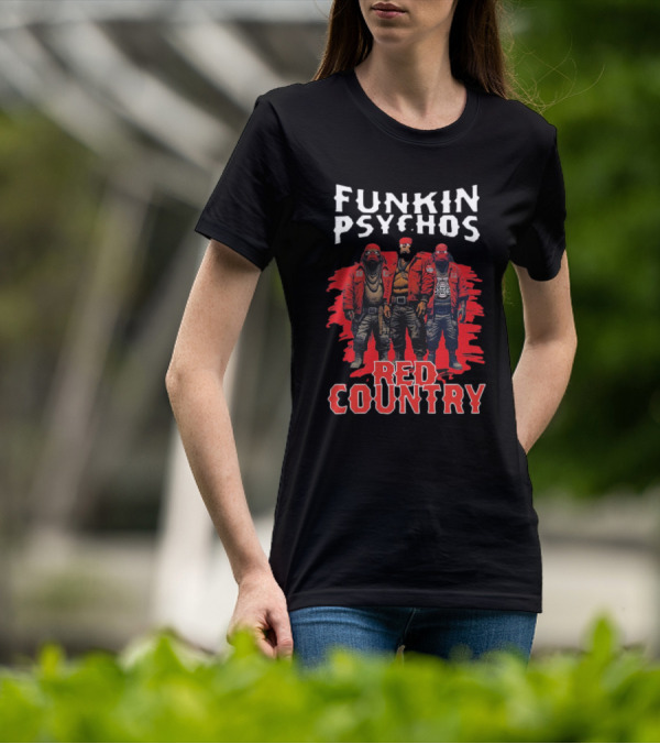 Funkin’ Psychos Red Country Bandana Trio With Inked Jackets T-Shirt