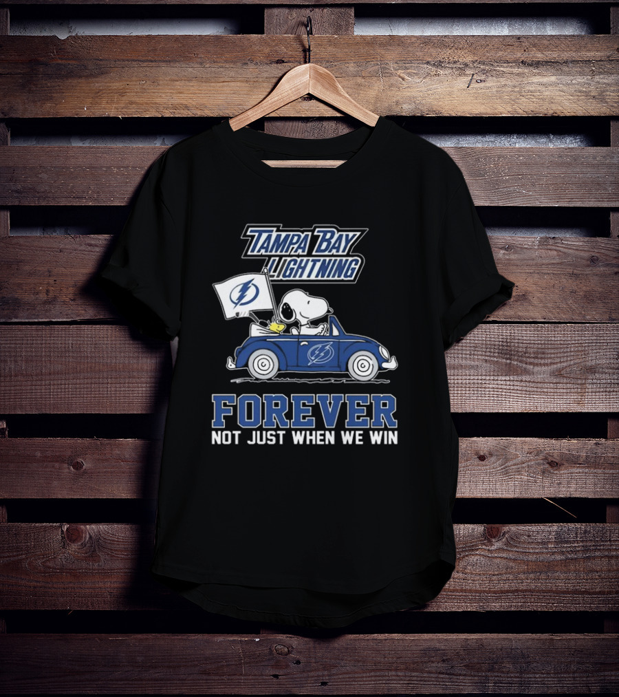 Tampa Bay Lightning Snoopy And Woodstock Driving Forever Not Just When We Win T-Shirt