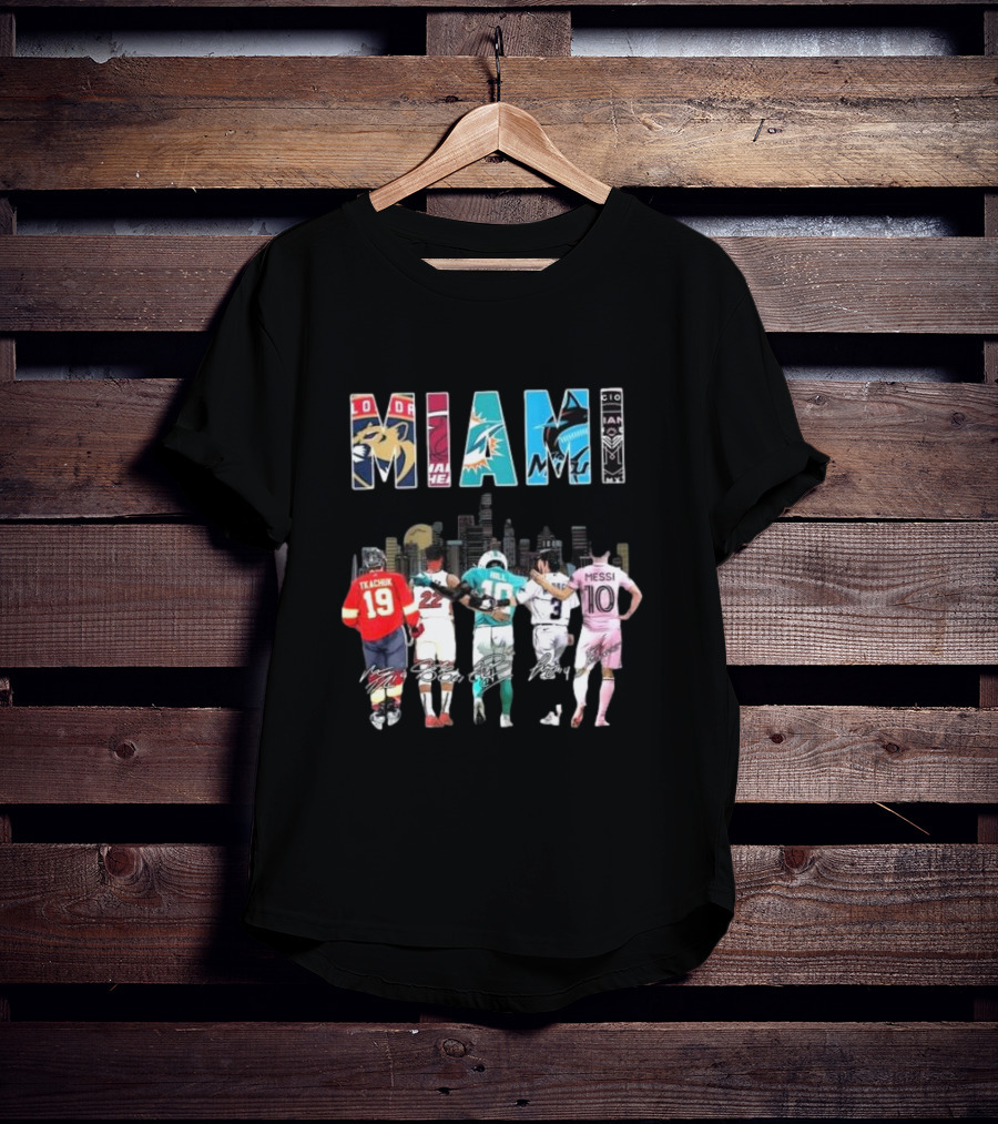 Miami Dolphins Heat Marlins Inter Miami Panthers Signatures T-Shirt