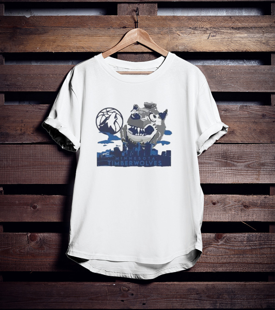 Minnesota Timberwolves Mascot Skyline Basketball T-Shirt