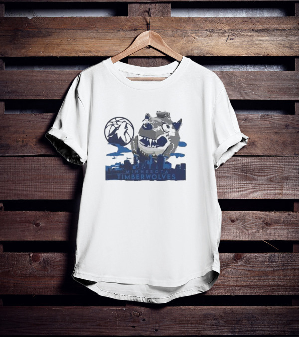 Minnesota Timberwolves Mascot Skyline Basketball T-Shirt