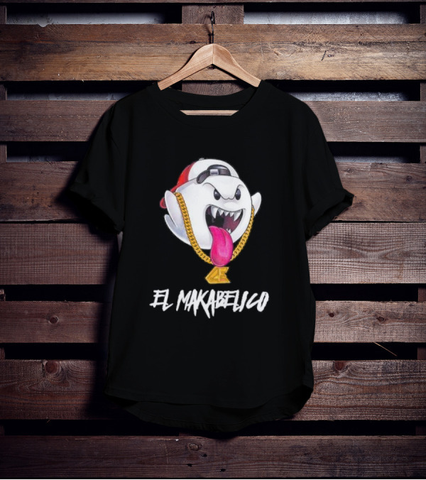 El Makabelico MB Ghost Cartoon-Inspired Design With Golden Chain T-Shirt
