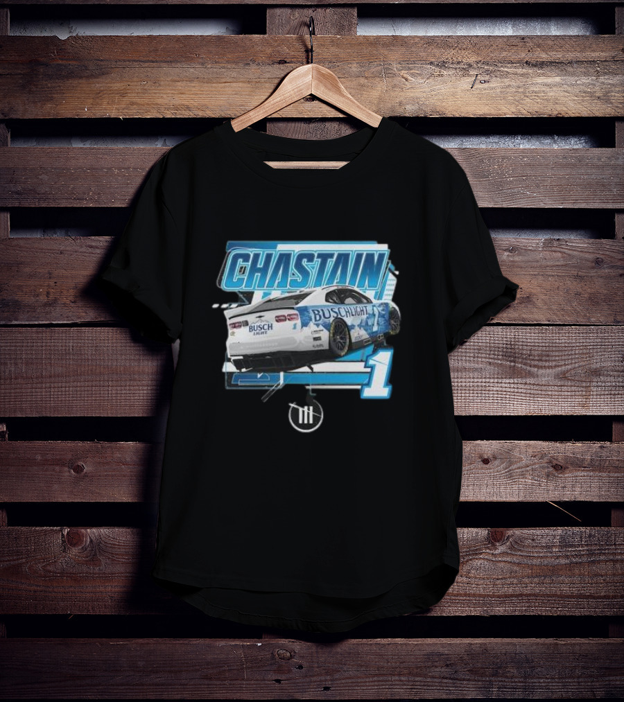 Chastain Trackhouse Racing Busch Light Car 1 Heather Charcoal T-Shirt