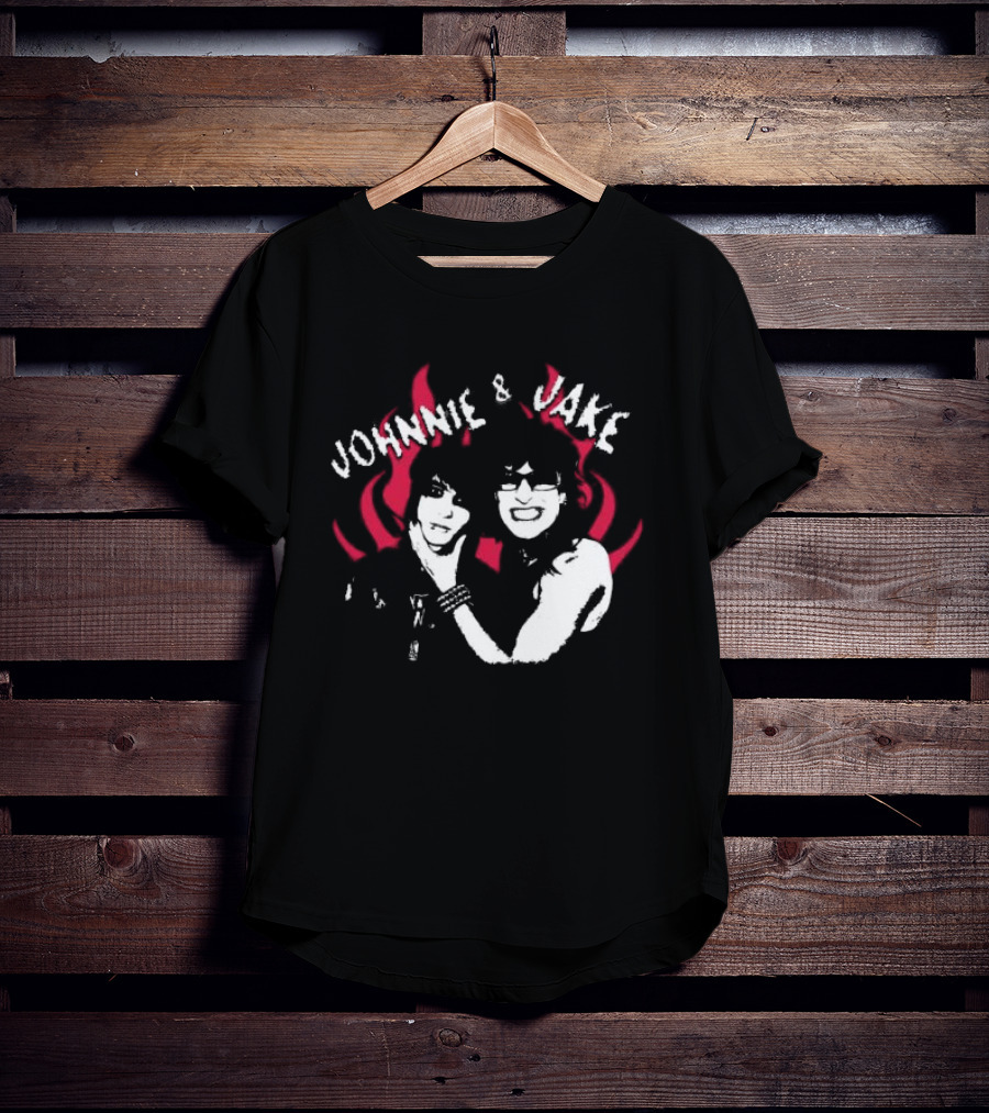 Johnnie And Jake Punk Rock Duo With Fiery Background T-Shirt