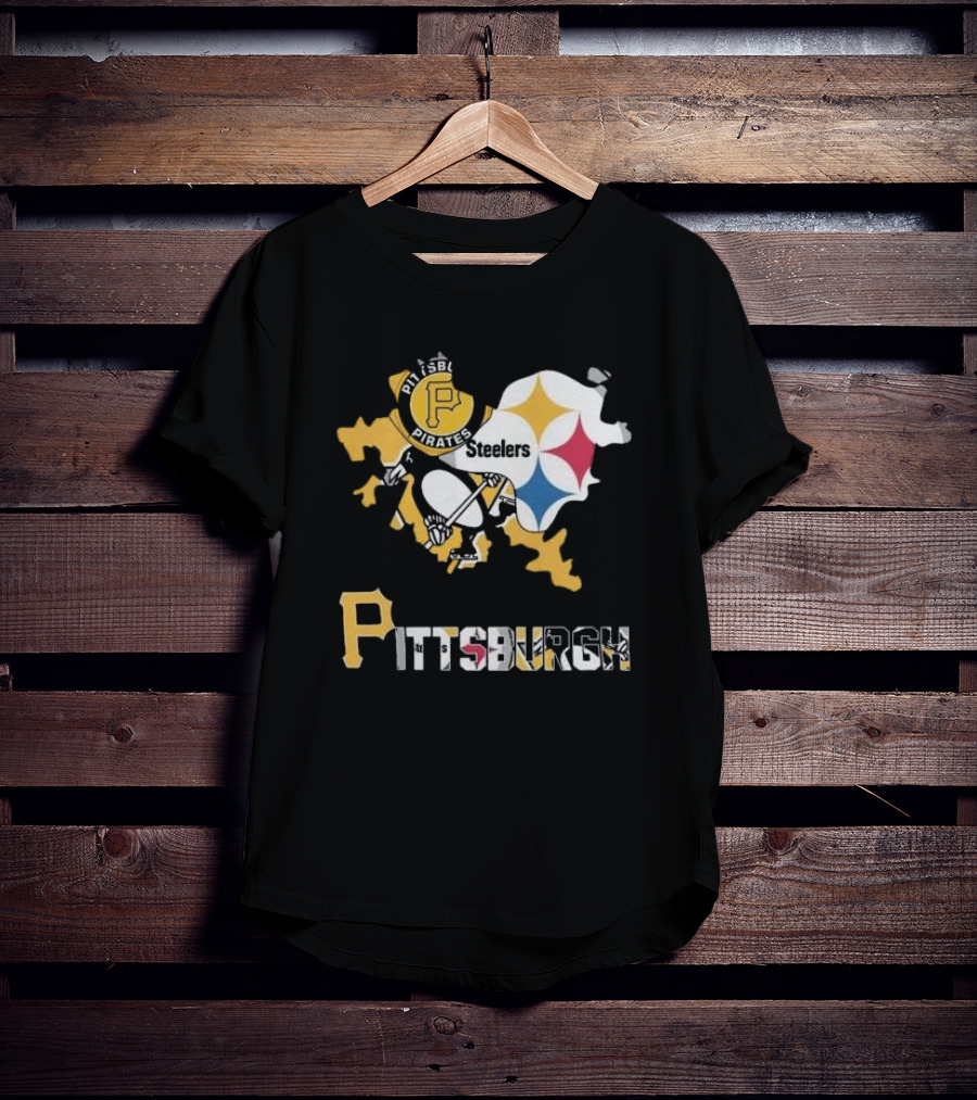 Pittsburgh Pirates Steelers Map T-Shirt
