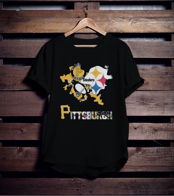 Pittsburgh Pirates Steelers Map T-Shirt