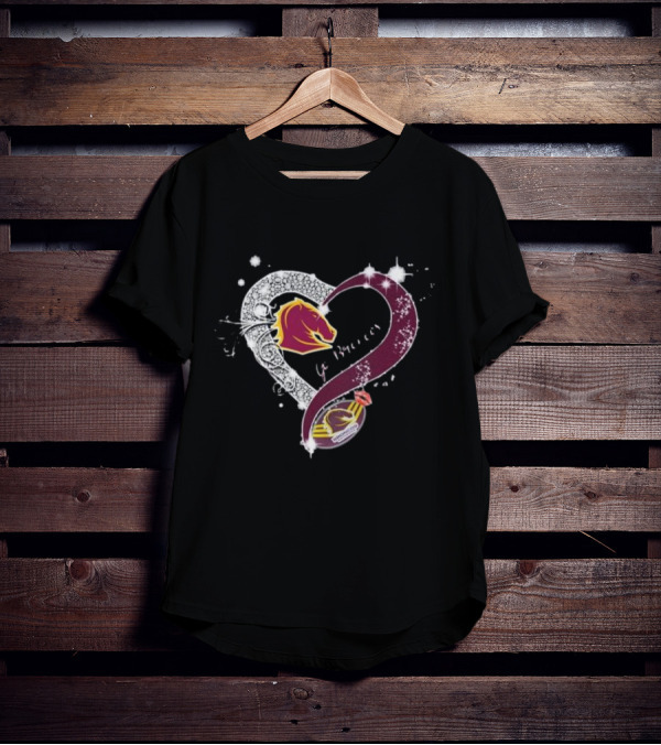 Brisbane Broncos Heart-Shaped Diamond Logo Go Broncos T-Shirt