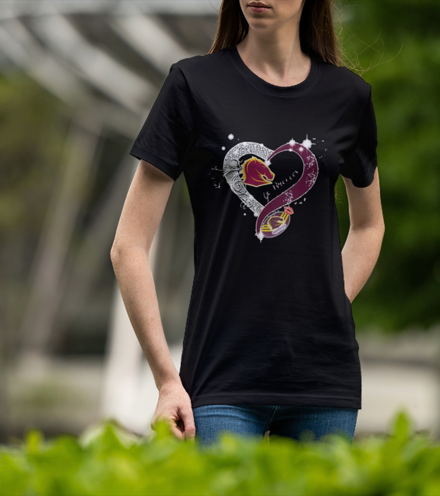 Brisbane Broncos Heart-Shaped Diamond Logo Go Broncos T-Shirt