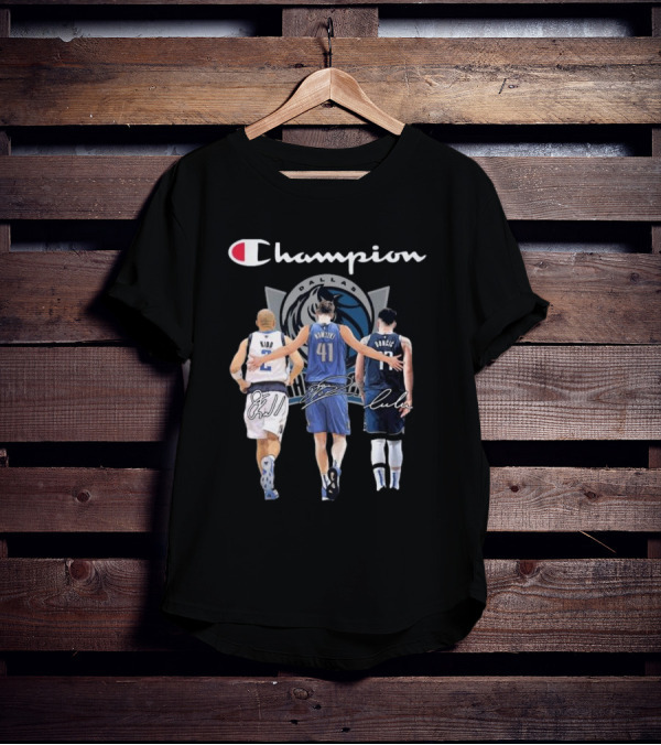 Champion Dallas Mavericks Jason Kidd Dirk Nowitzki Luka Dončić Signatures T-Shirt
