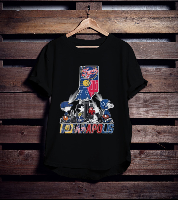Peanuts Snoopy And Friends Crossing Indianapolis With Indiana Sports T-Shirt