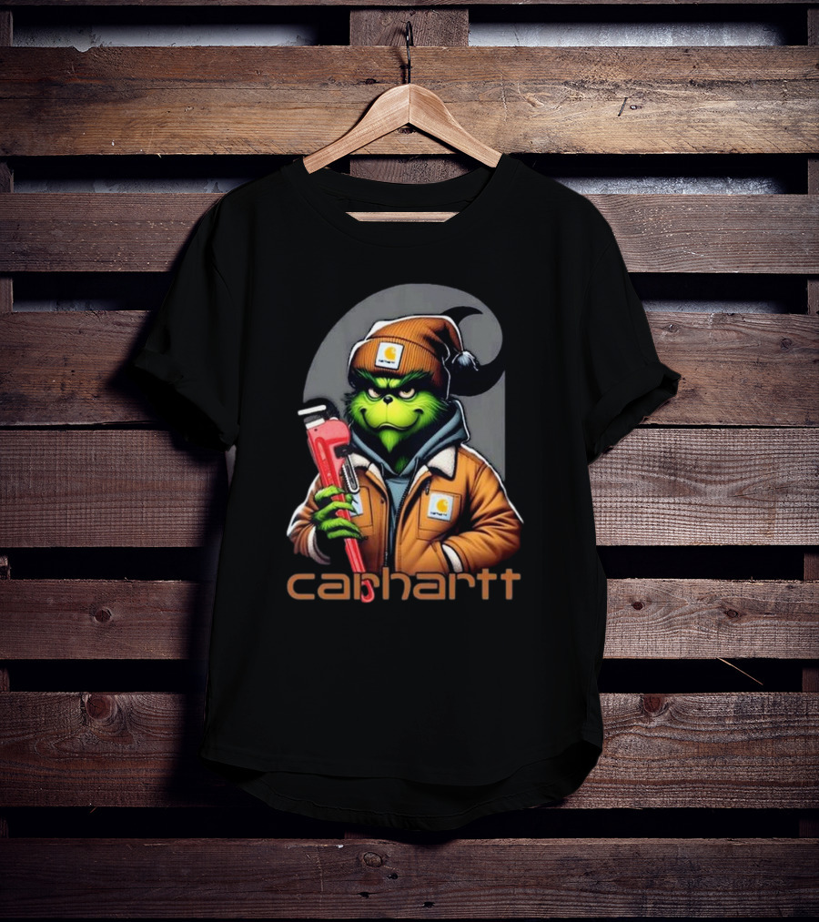 Grinch Carhartt Mechanic Holding Wrench T-Shirt
