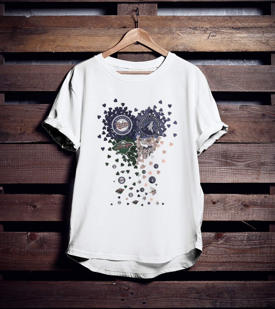 Minnesota Twins Timberwolves Vikings Wild Hearts Sports Team T-Shirt