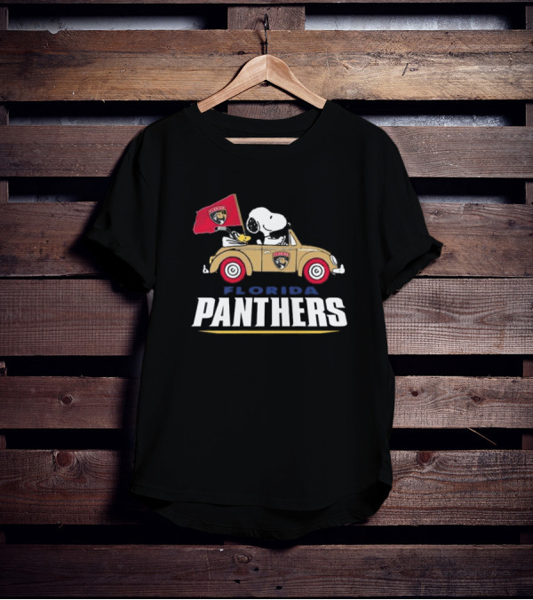 Florida Panthers Hockey Snoopy Driving Classic Car Fan T-Shirt