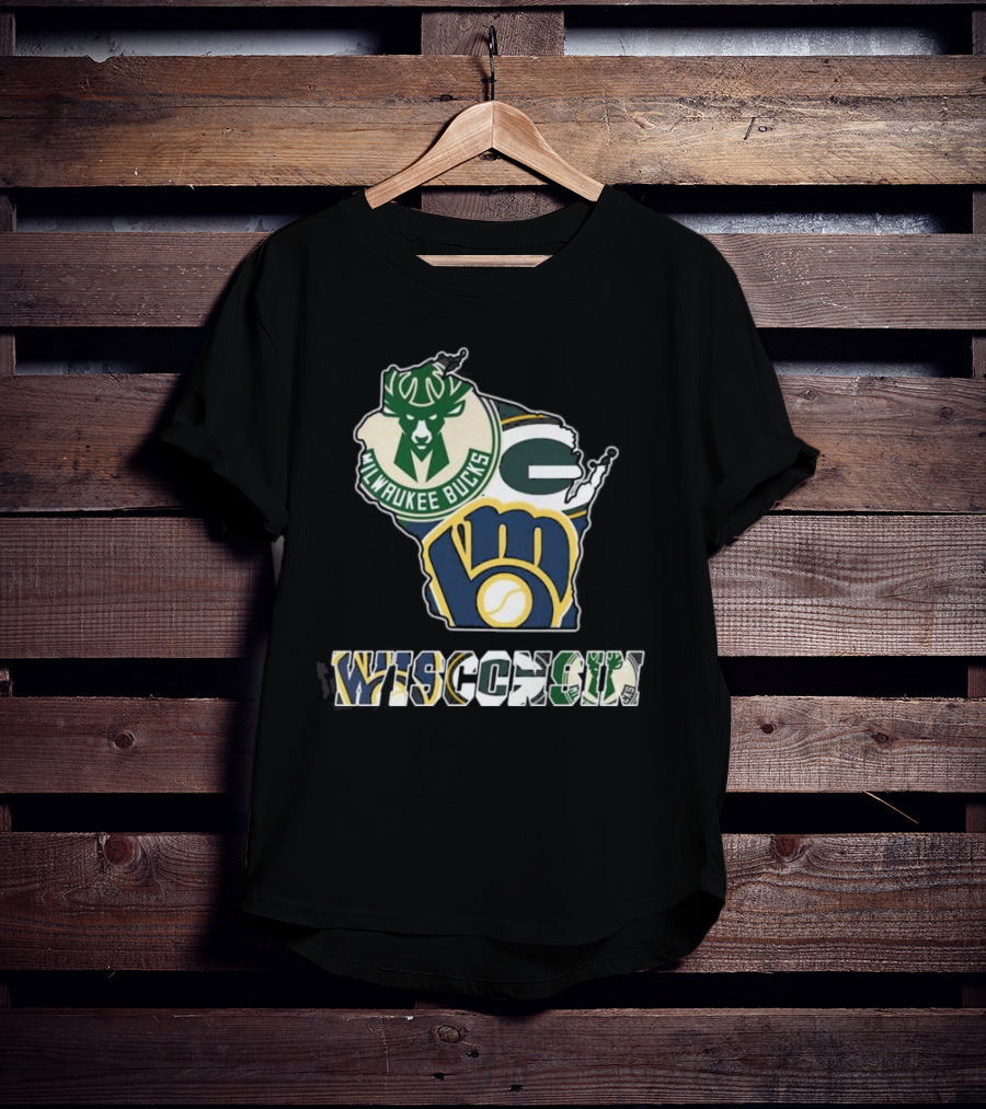 Milwaukee Bucks Green Bay Packers Milwaukee Brewers Wisconsin Team T-Shirt