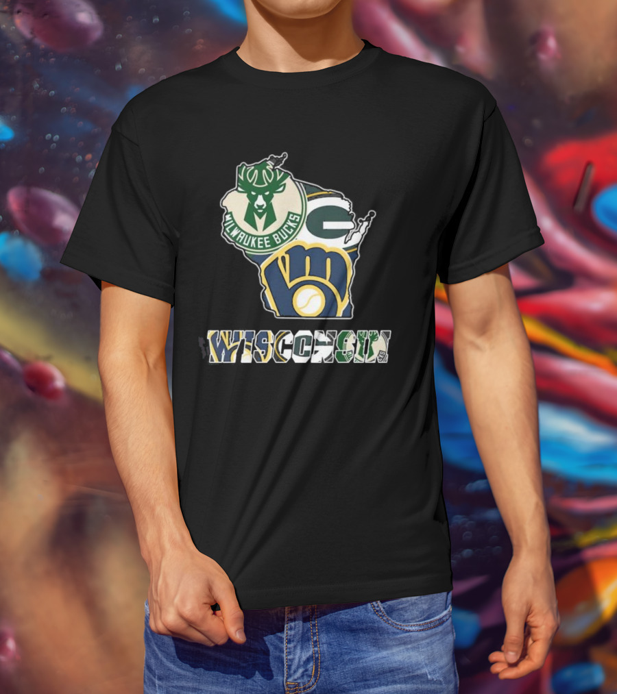 Milwaukee Bucks Green Bay Packers Milwaukee Brewers Wisconsin Team T-Shirt