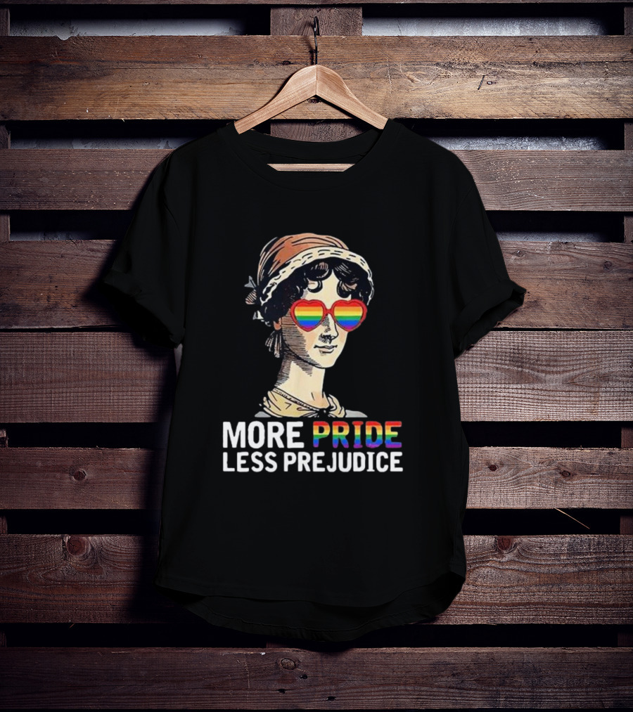 More Pride Less Prejudice Rainbow Heart Glasses T-Shirt
