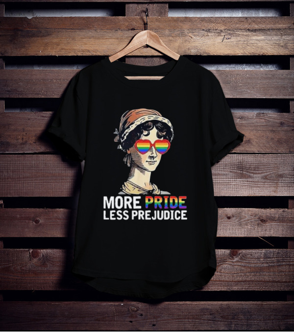 More Pride Less Prejudice Rainbow Heart Glasses T-Shirt