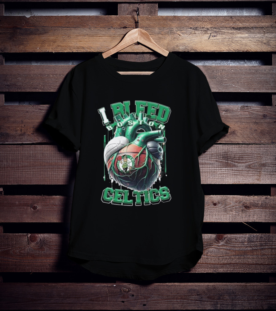 I Bleed Boston Celtics Basketball Heart Fan Forever Celtics T-Shirt