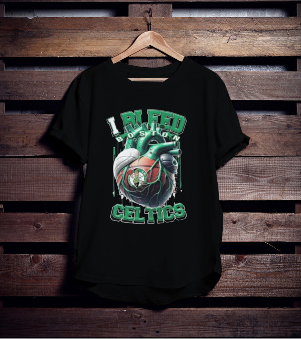 I Bleed Boston Celtics Basketball Heart Fan Forever Celtics T-Shirt