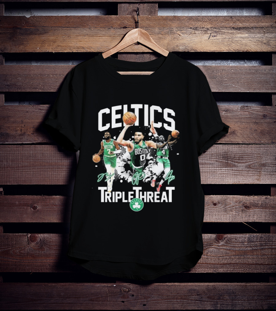 Celtics Boston Jrue Holiday Jayson Tatum Jaylen Brown Triple Threat Signatures T-Shirt