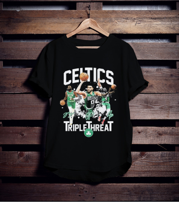 Celtics Boston Jrue Holiday Jayson Tatum Jaylen Brown Triple Threat Signatures T-Shirt
