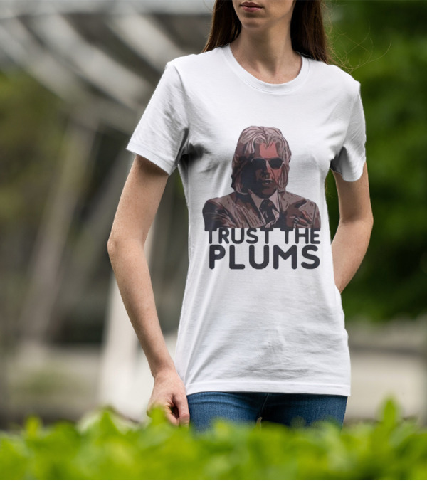 Trust The Plums Mysterious Figure With Sunglasses And Suit T-Shirt