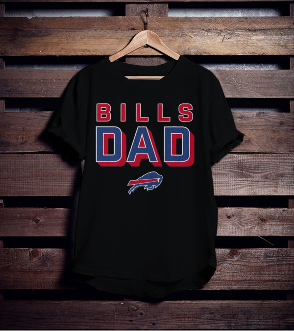 Buffalo Bills Dad Red Blue Bold Lettering T-Shirt